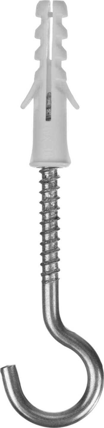 Дюбель распорный полипропиленовый, тип ЕВРО, в комплекте с шурупом-полукольцом, 6 х 30 / 4 х 65 мм, 8 шт, ЗУБР, 30686-06-30