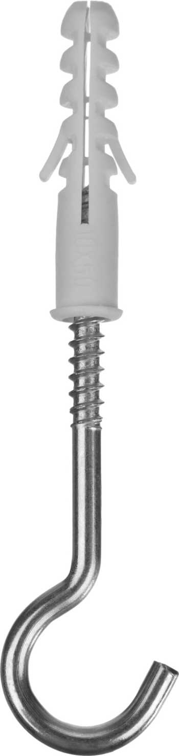 Дюбель распорный полипропиленовый, тип ЕВРО, в комплекте с шурупом-полукольцом, 10 х 50 / 6 х 90 мм, 4 шт, ЗУБР, 30686-10-50