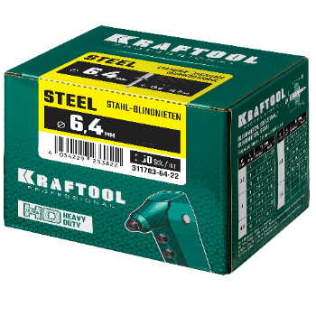 Стальные заклепки Steel, 6.4 х 22 мм, 250 шт, Kraftool