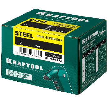 Стальные заклепки Steel, 4.0 х 10 мм, 1000 шт, Kraftool