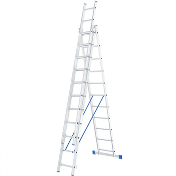 Лестница, 3 х 11 ступеней, алюминиевая, трехсекционная, Россия, Сибртех 97821