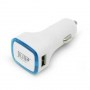 Автомобильный USB-адаптер 2USB 2100мА, белый с синим кольцом
